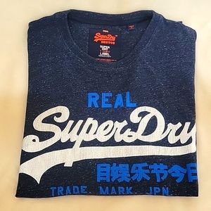 SUPERDRY T-Shirt - EUC!! Navy Blue with White Logo - XL - Men's